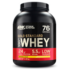 Optimum Nutrition Gold Standard Banana Cream whey powder package for easy post-workout recovery