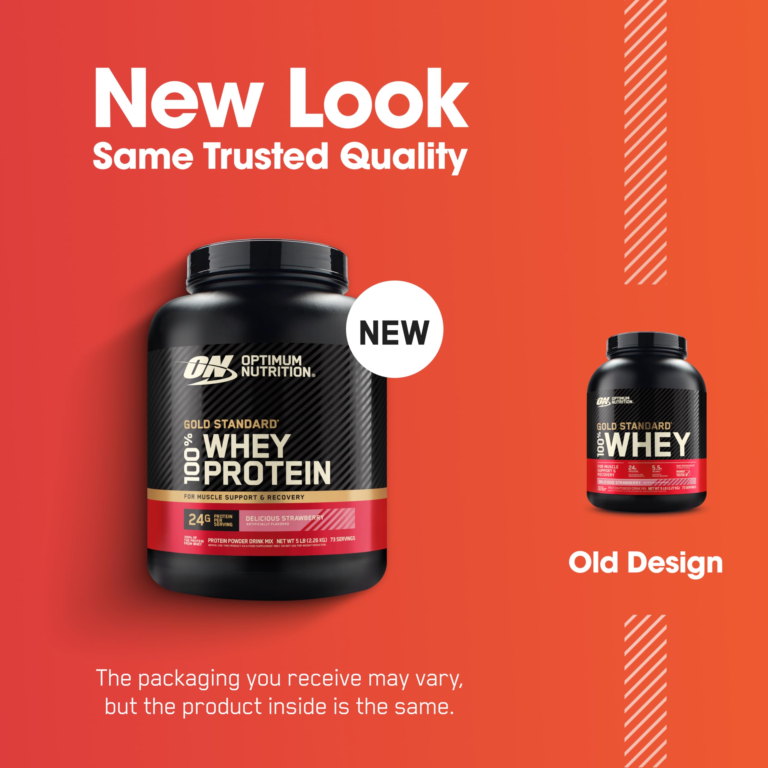 Optimum Nutrition Gold Standard whey strawberry pour into shaker for quick recovery.