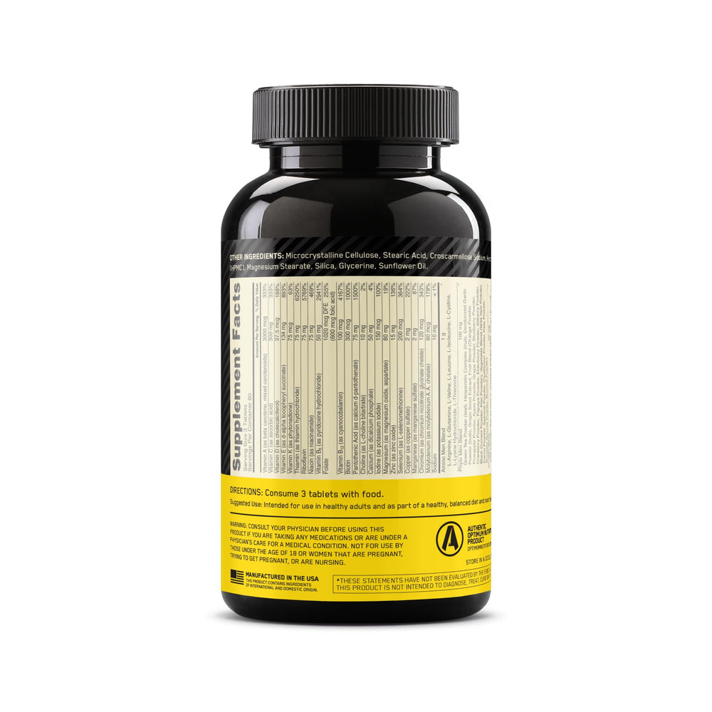 Optimum Nutrition Opti-Men bottle integrated into a daily wellness setup