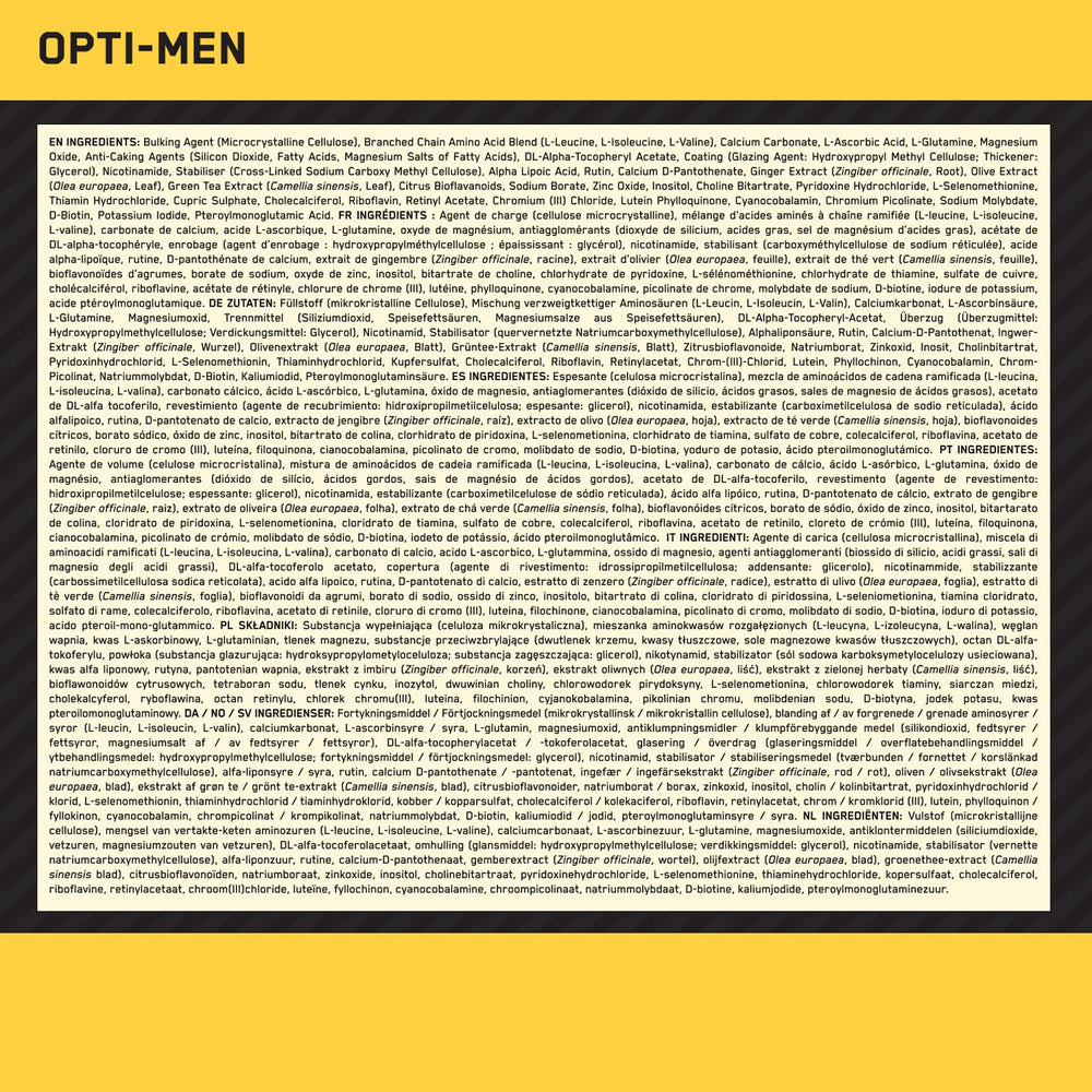 Opti-Men box and tablets displayed in retail setup