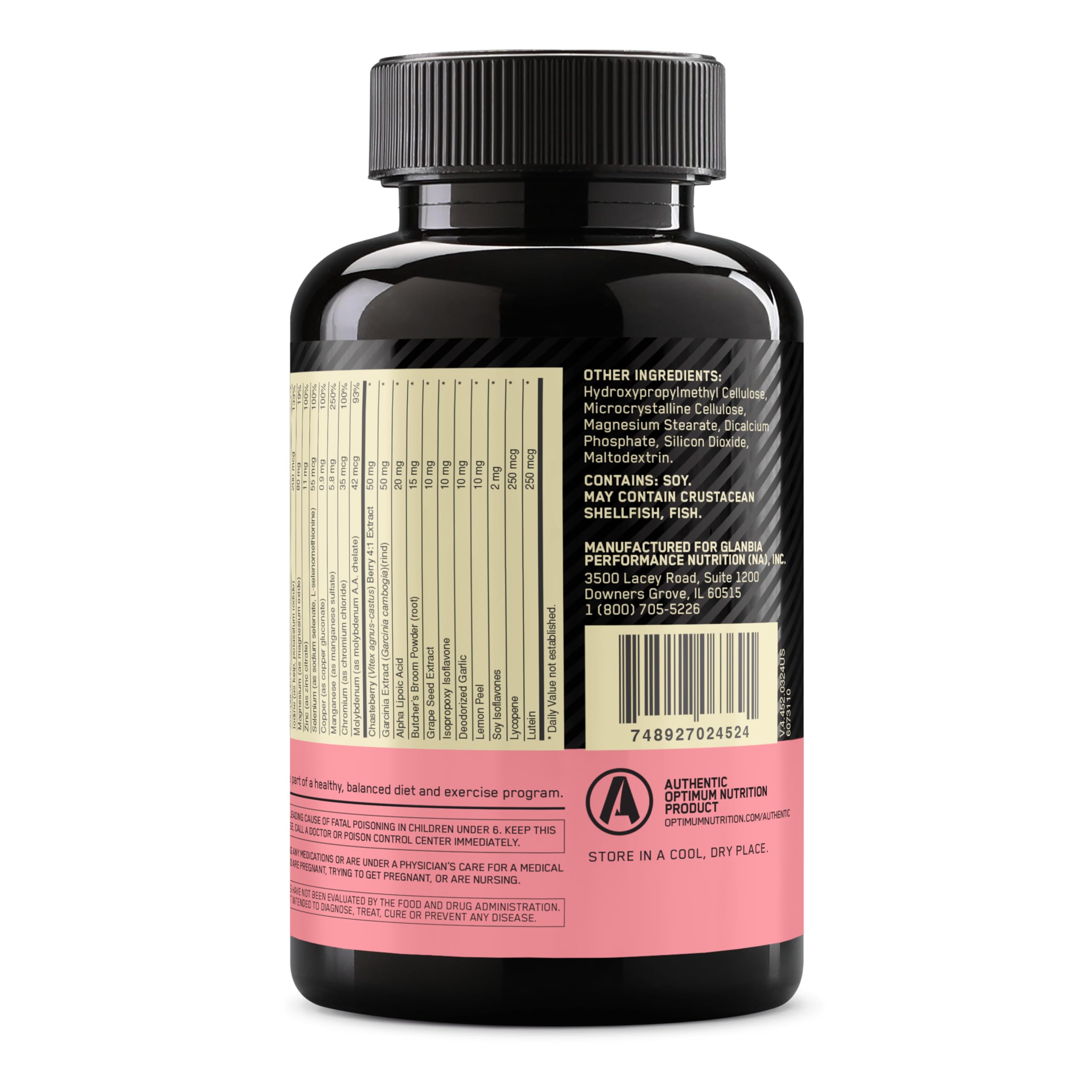 Optimum Nutrition Opti-Women bottle on desk ready for everyday wellness routine.