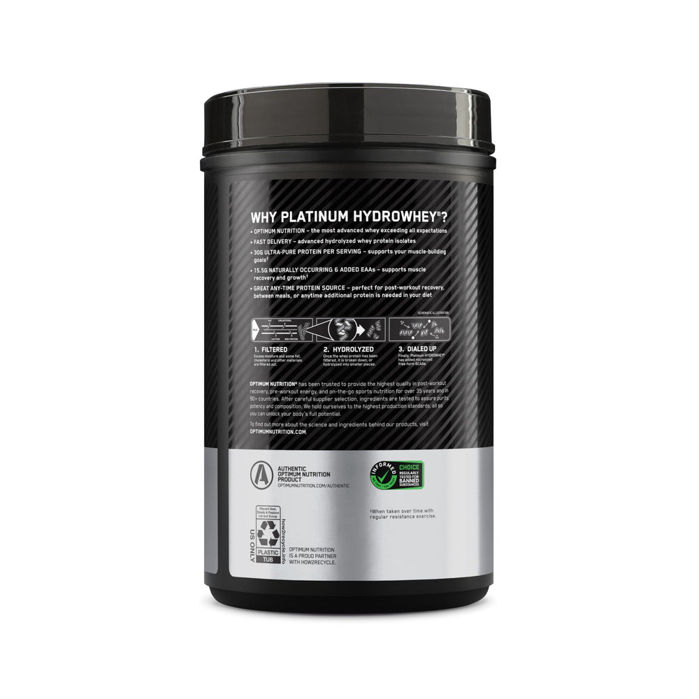 Ingredients panel showing hydrolyzed whey isolates and BCAAs