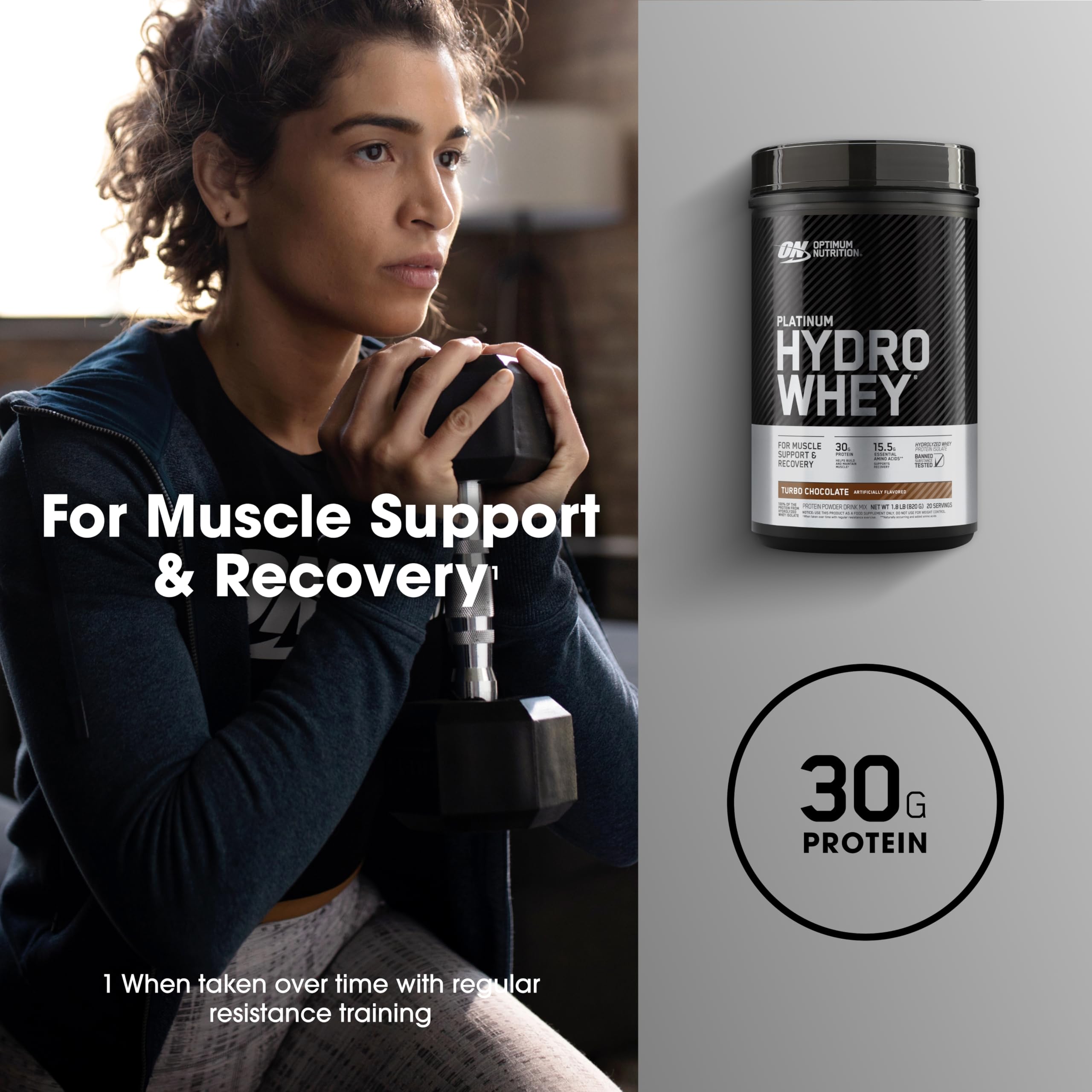Hydrowhey jar label emphasizing hydrolyzed whey isolates