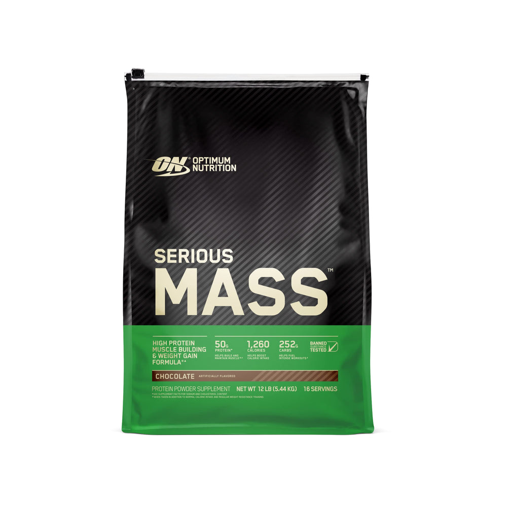 Optimum Nutrition Serious Mass bottle front showing high-calorie mass gain potential