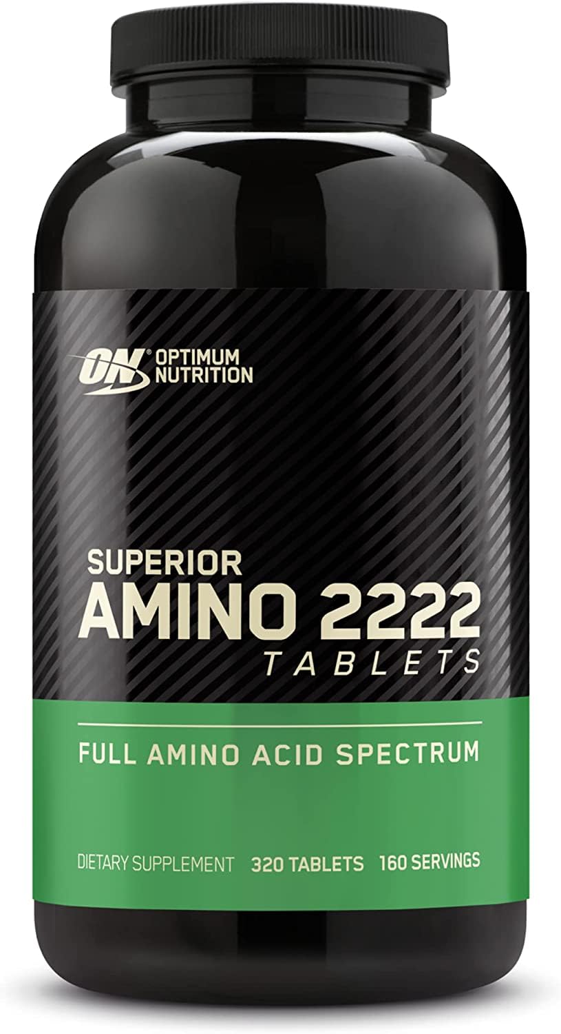 Optimum Nutrition Superior Amino 2222 tablets bottle for convenient daily amino supplementation.