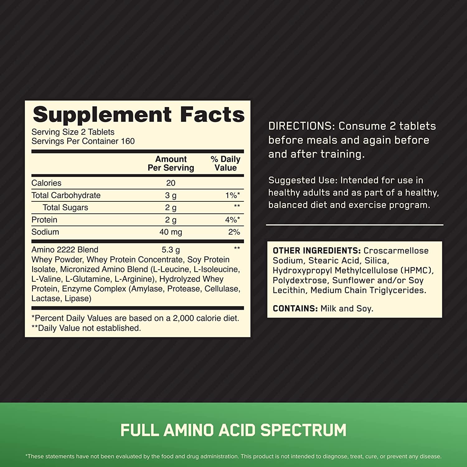 Optimum Nutrition Superior Amino 2222 tablets pour shows ready-to-take aminos during workouts.