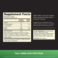 Optimum Nutrition Superior Amino 2222 tablets pour shows ready-to-take aminos during workouts.