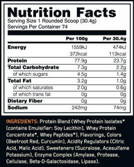 Whey protein scoop beside canister ready for a post-workout serving