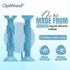 OptiWand shows a pincher end and finger grips for precise lens placement.
