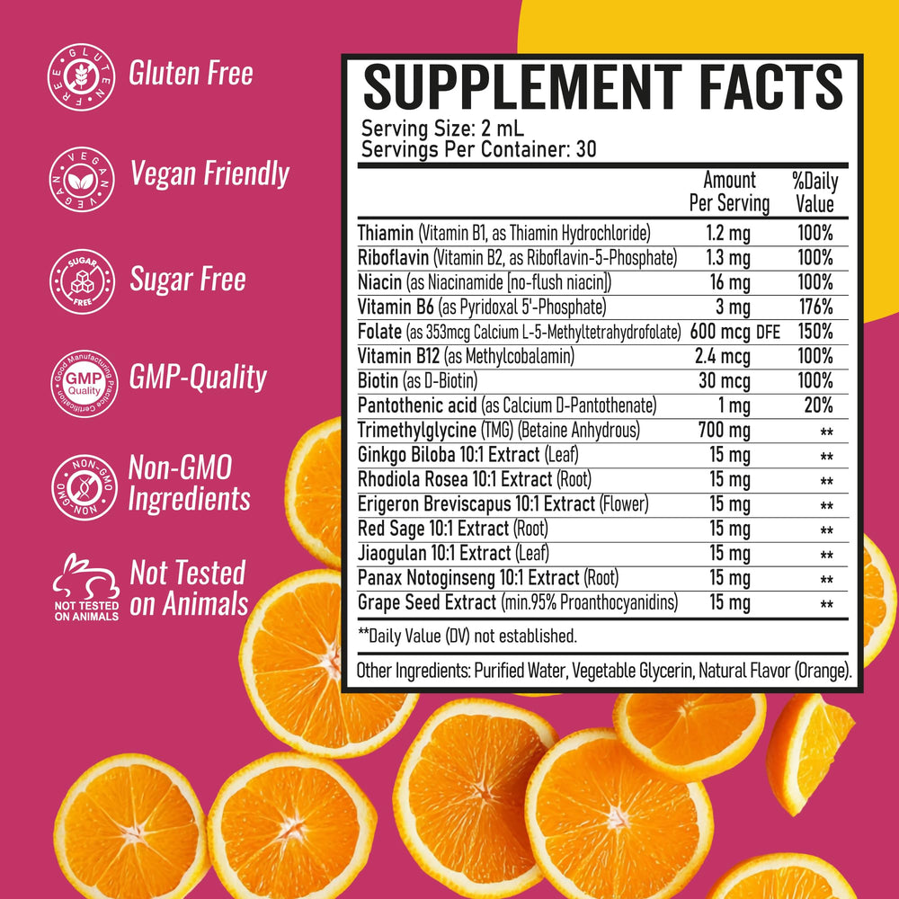 OptiWav TMG liquid drops infographic summarizes key wellness benefits