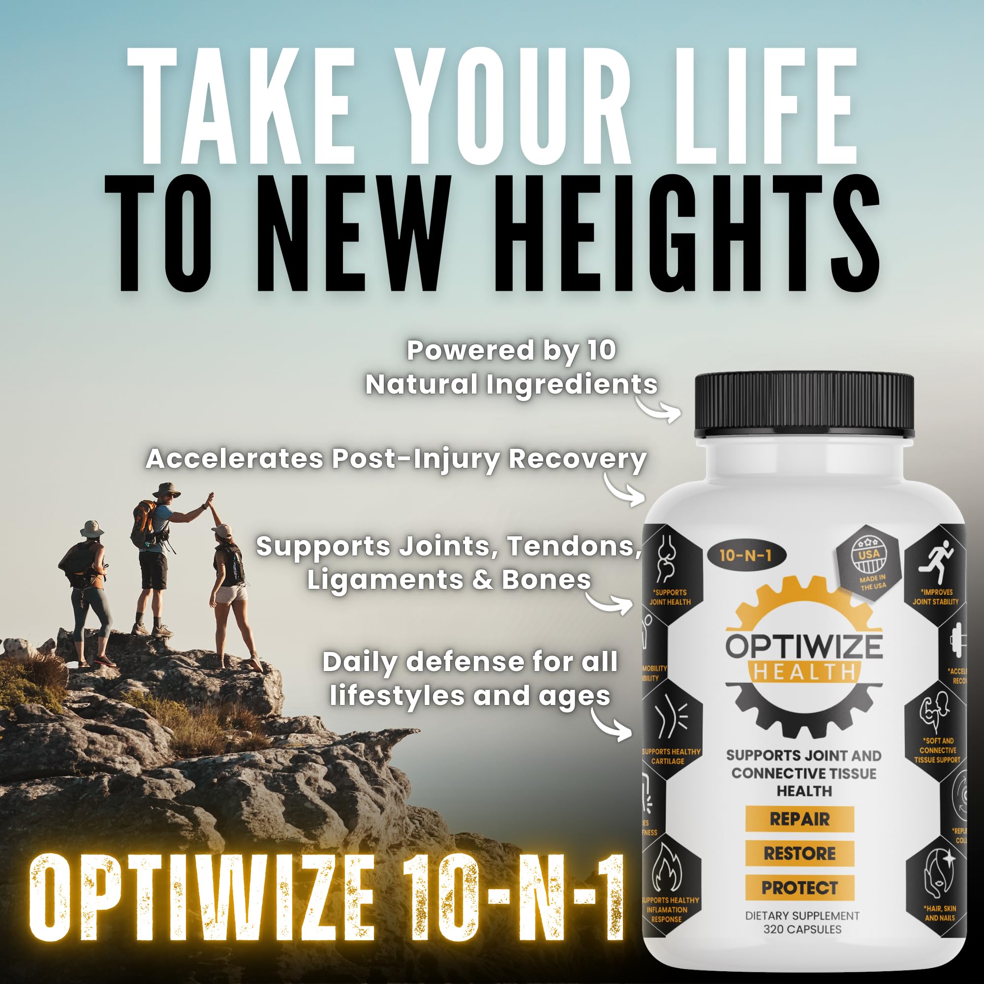 320-capsule bottle designed for daily joint support during activities.