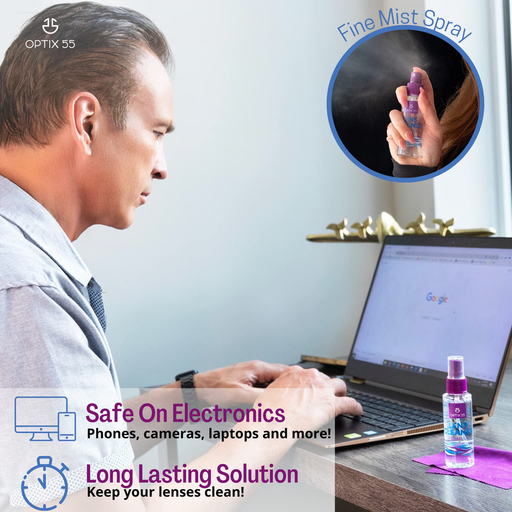Alcohol- and ammonia-free formula cleans safely on all lenses.