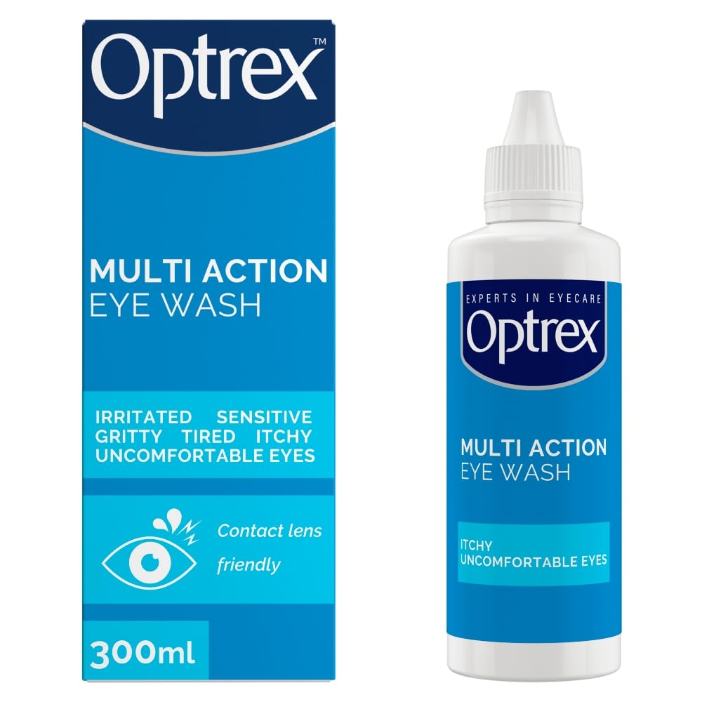 Optrex Multiaction Eye Wash bottle cap shown for easy dispensing