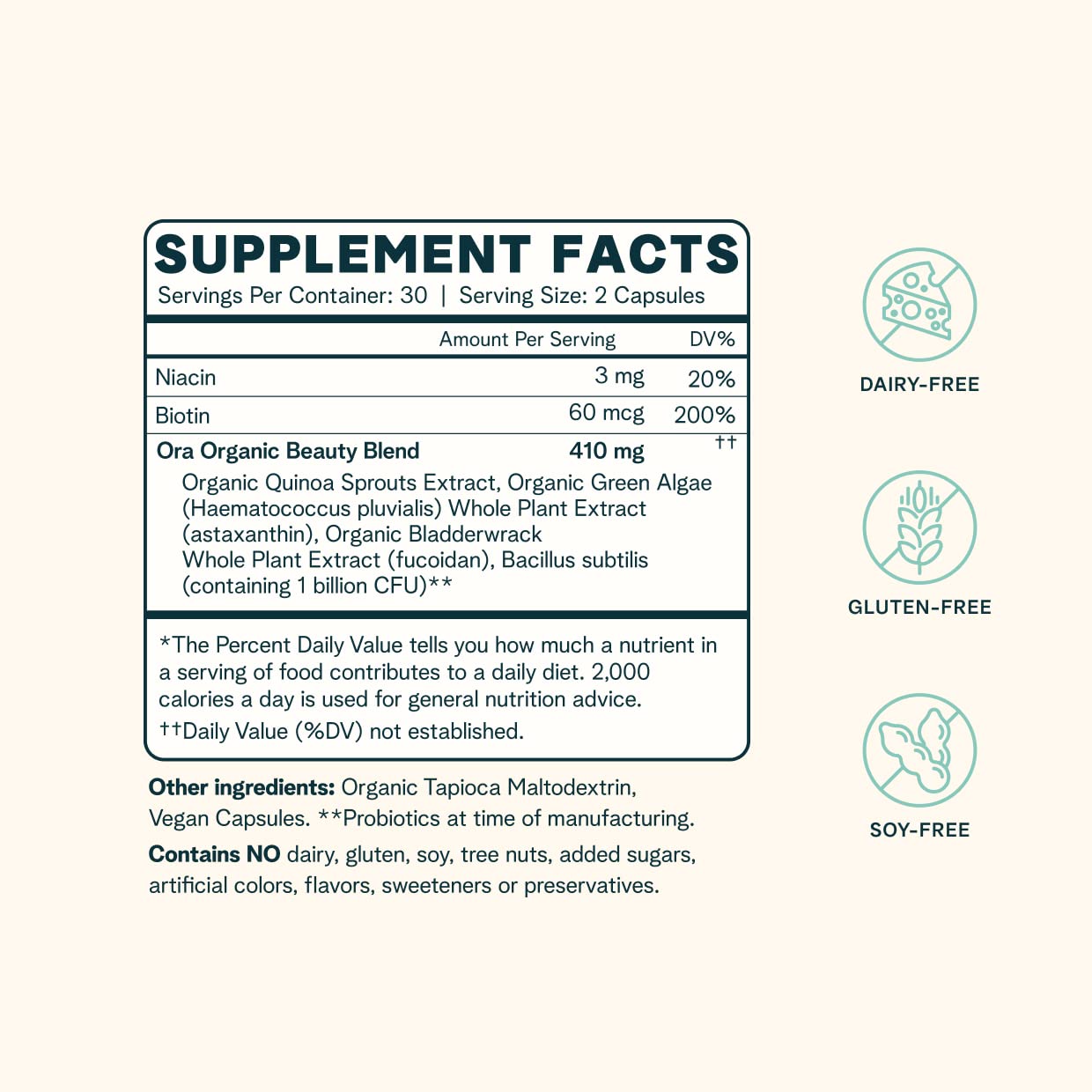 Ora Organic BeYouTiful quinoa sprouts highlight natural B vitamin sources for hair and nail strength.