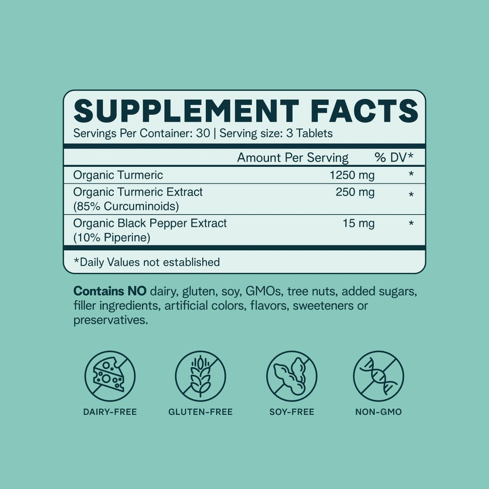 Close-up of Ora Organic Curcumin piperine tablet highlighting vegan, no-filler formula