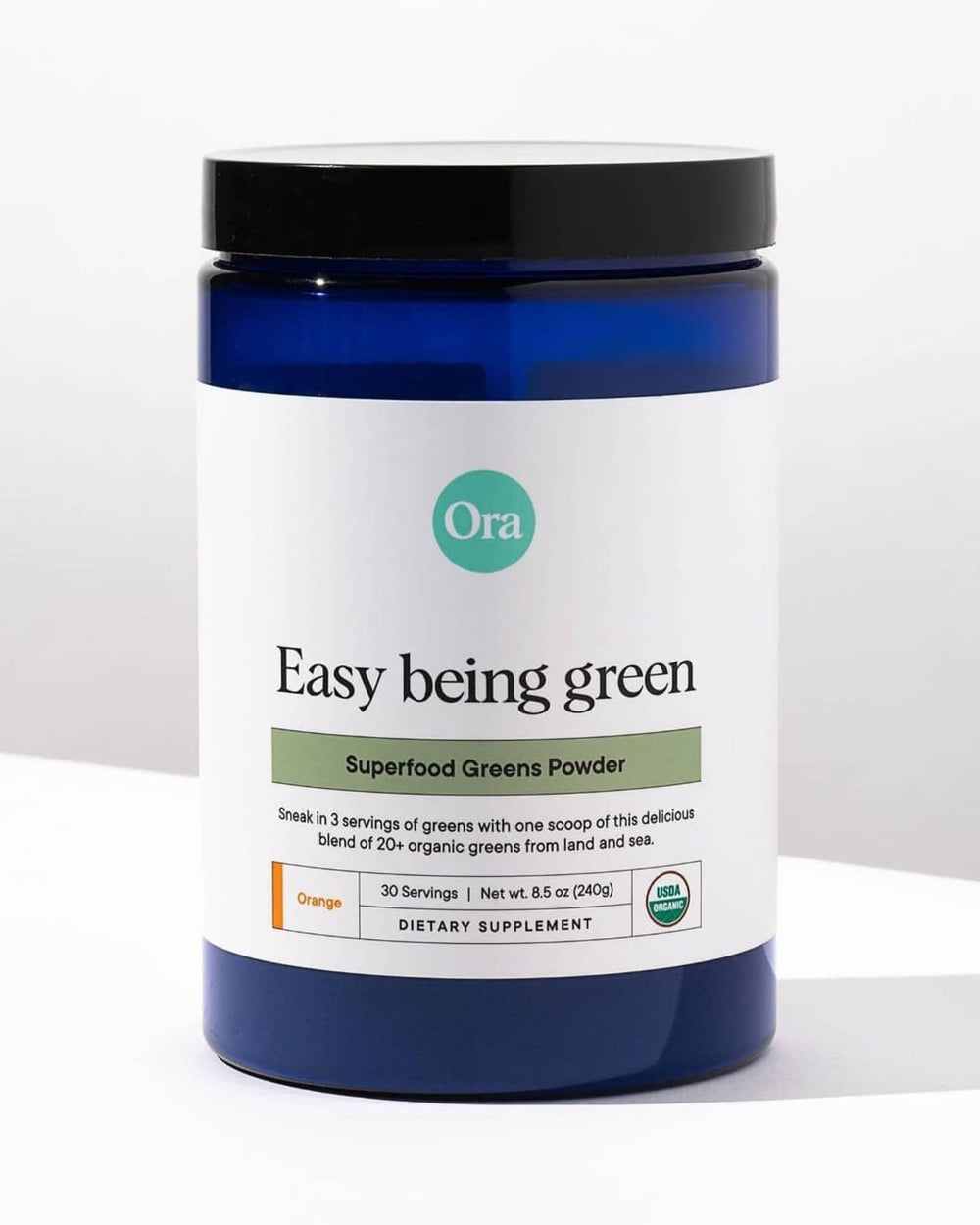 Ora Organic Greens Powder morning routine setup for an easy wellness boost.