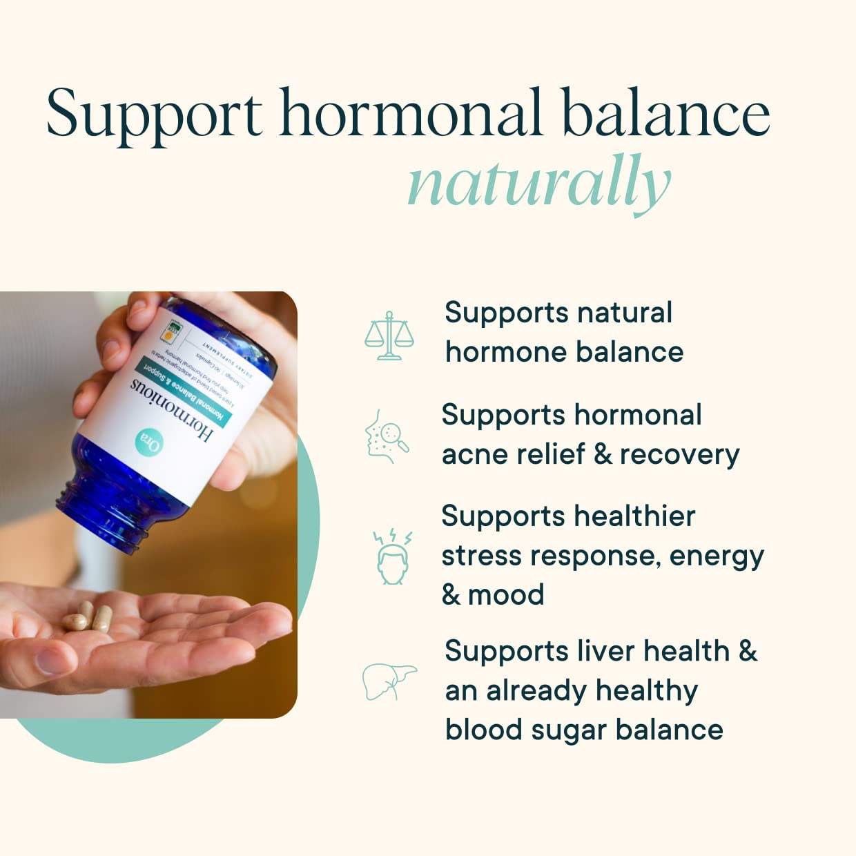 Ora Organic Hormone Balance shelf display conveying brand trust and transparency