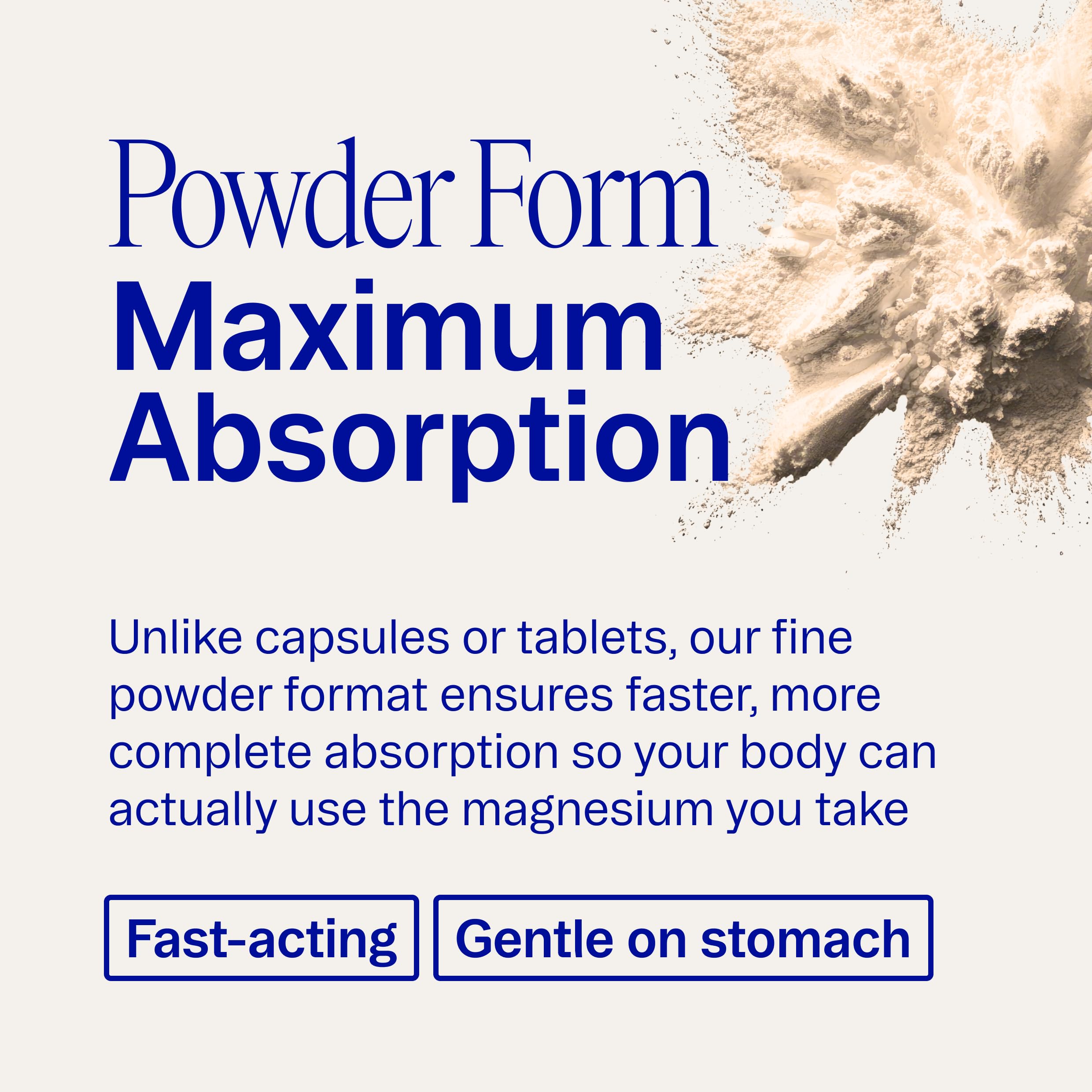 Glass of water with orange-tinted Ora Organic magnesium powder dissolving.