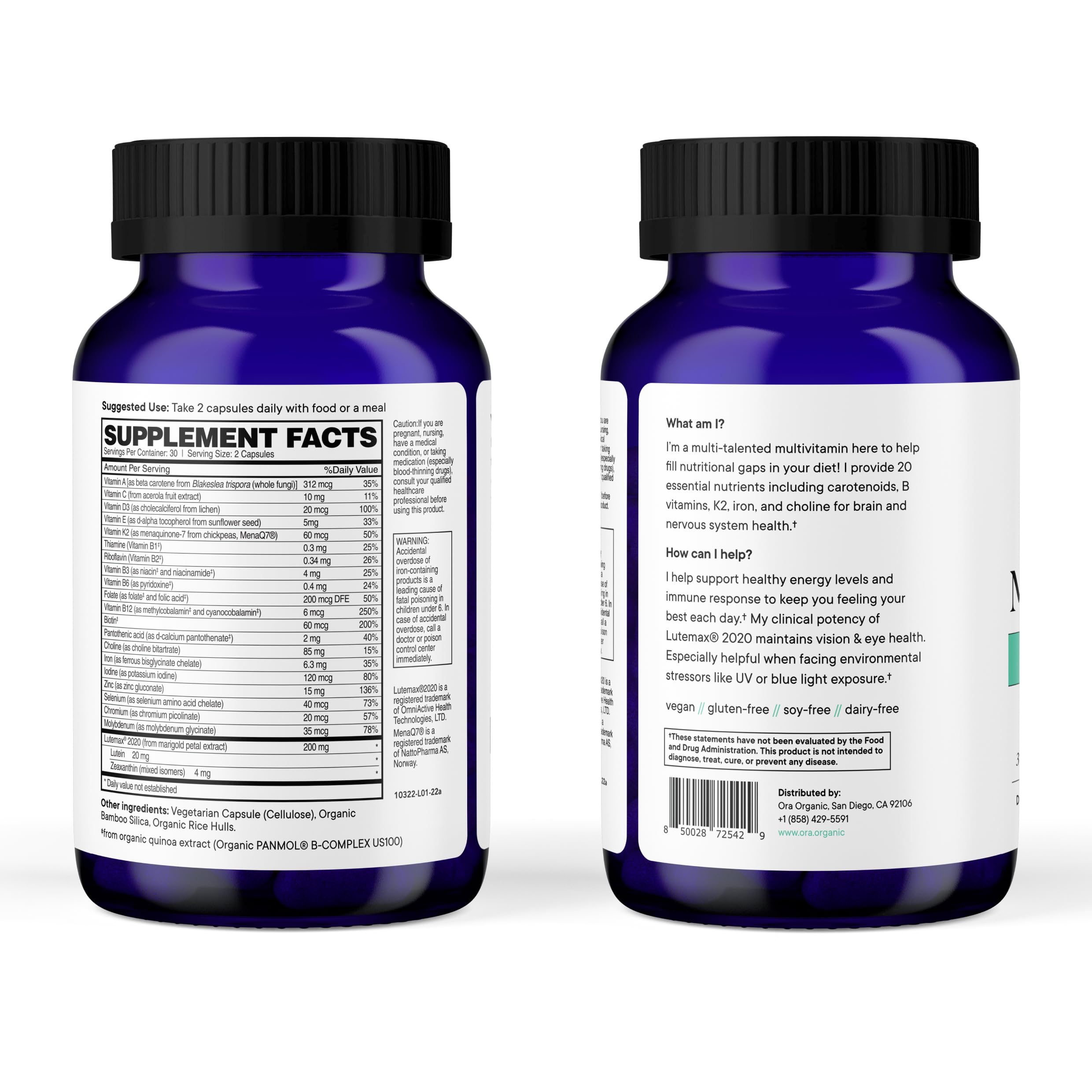 Ora Organic Modern Multivitamin daily-use scenario with glass of water.