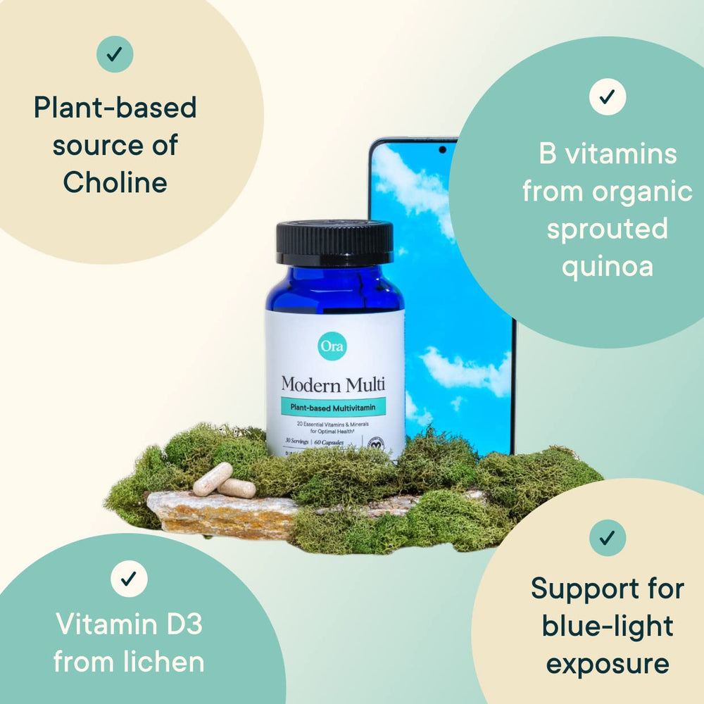 Ora Organic Modern Multivitamin ingredients plant extracts visual hint for bioavailability.