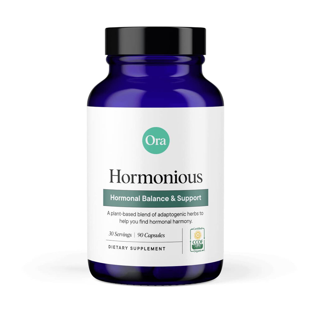 Ora Organic Hormone Balance bottle with label for daily hormonal support and skin health