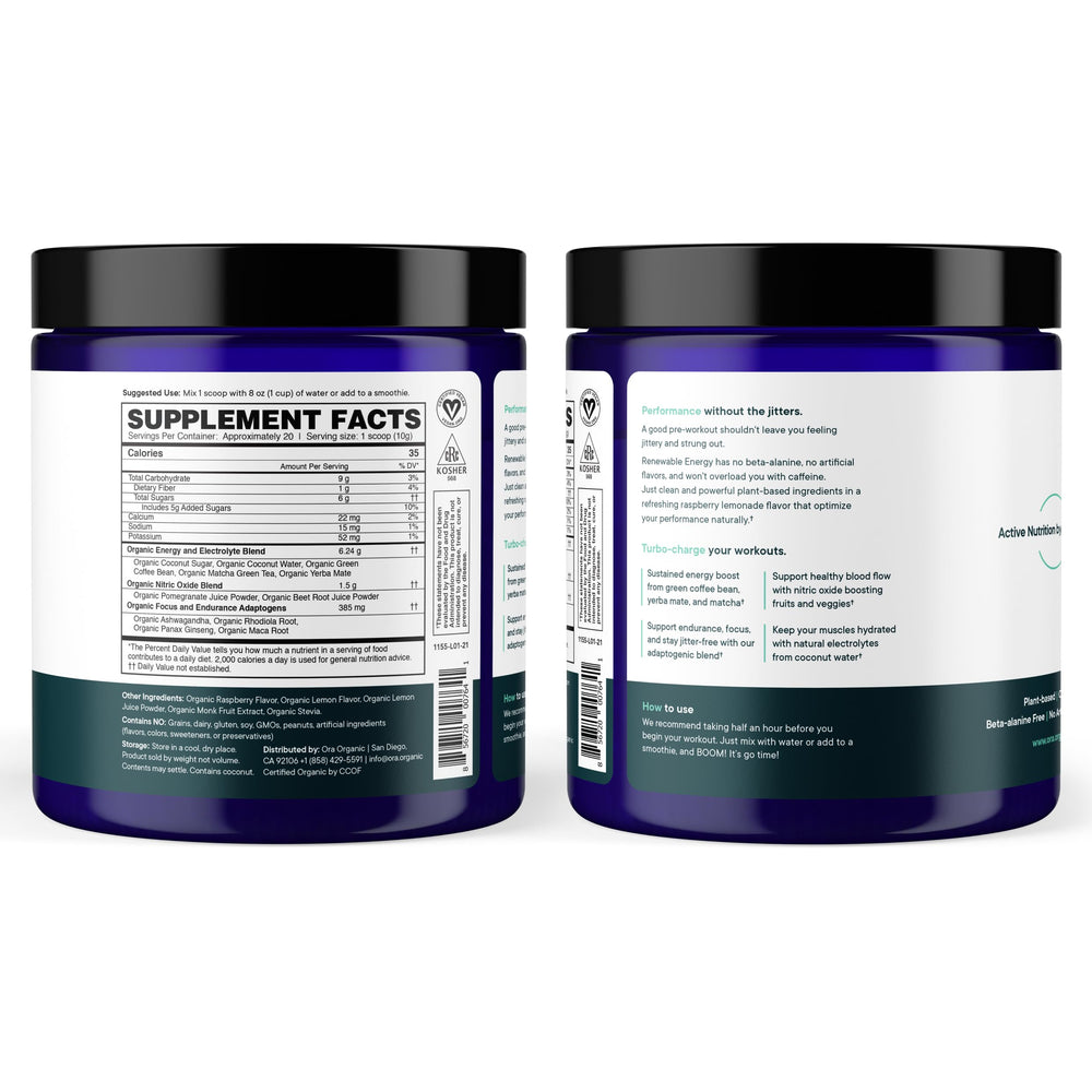Hero shot of Ora Organic pre-workout before a gym session.