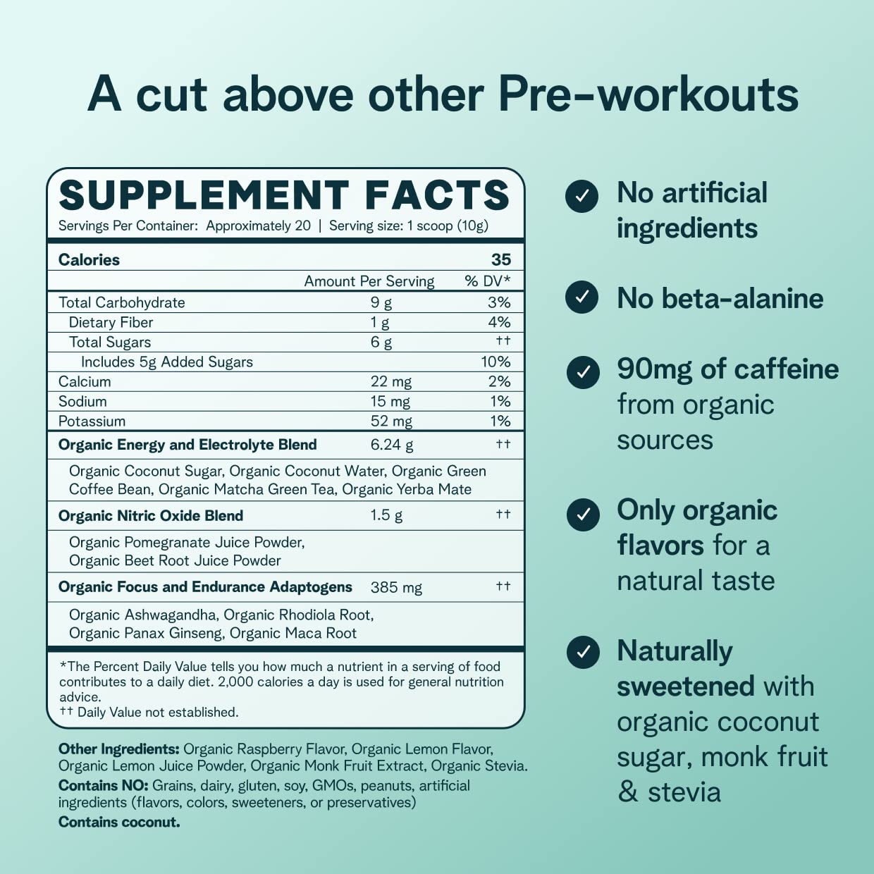 Measuring cup ready to pour Ora Organic pre-workout for workouts.