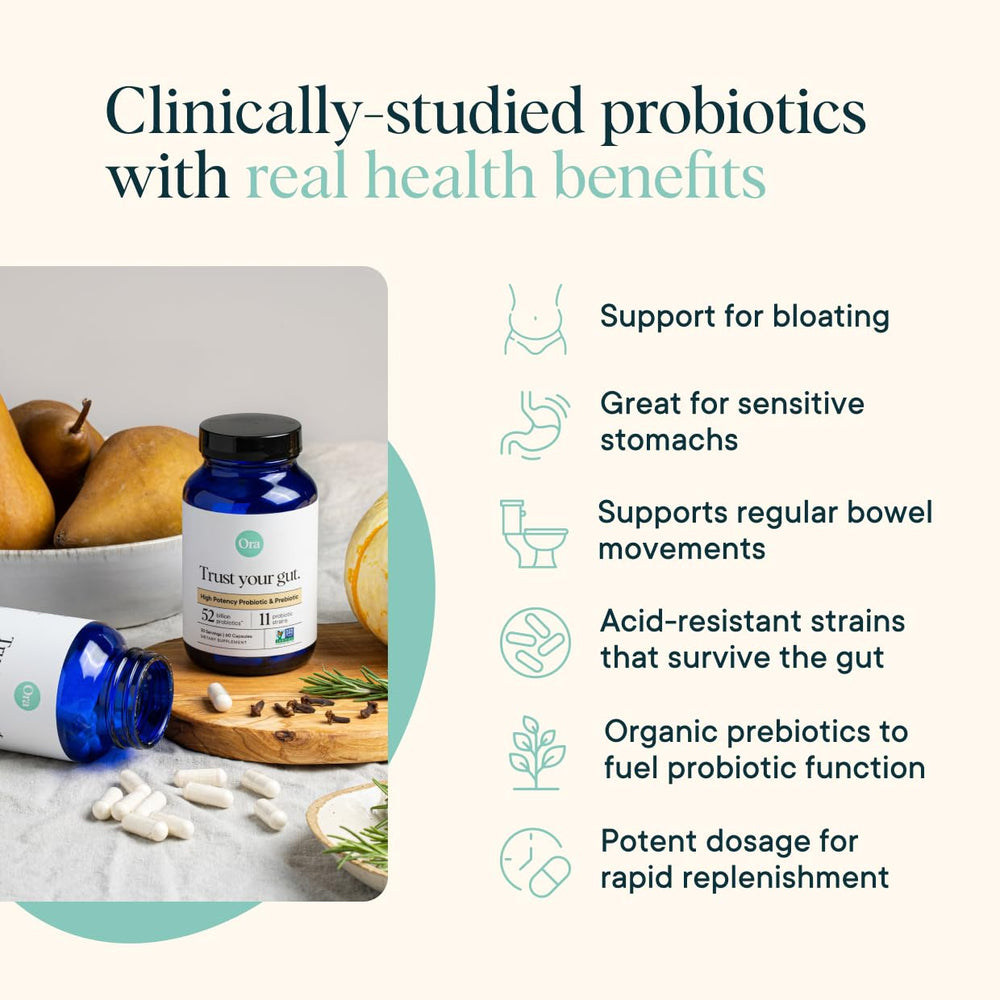 Ora Organic Probiotics 52B CFU capsules for gut balance
