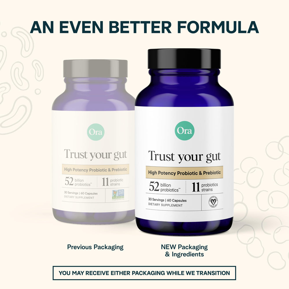 Ora Organic Probiotics gluten-free certification on bottle