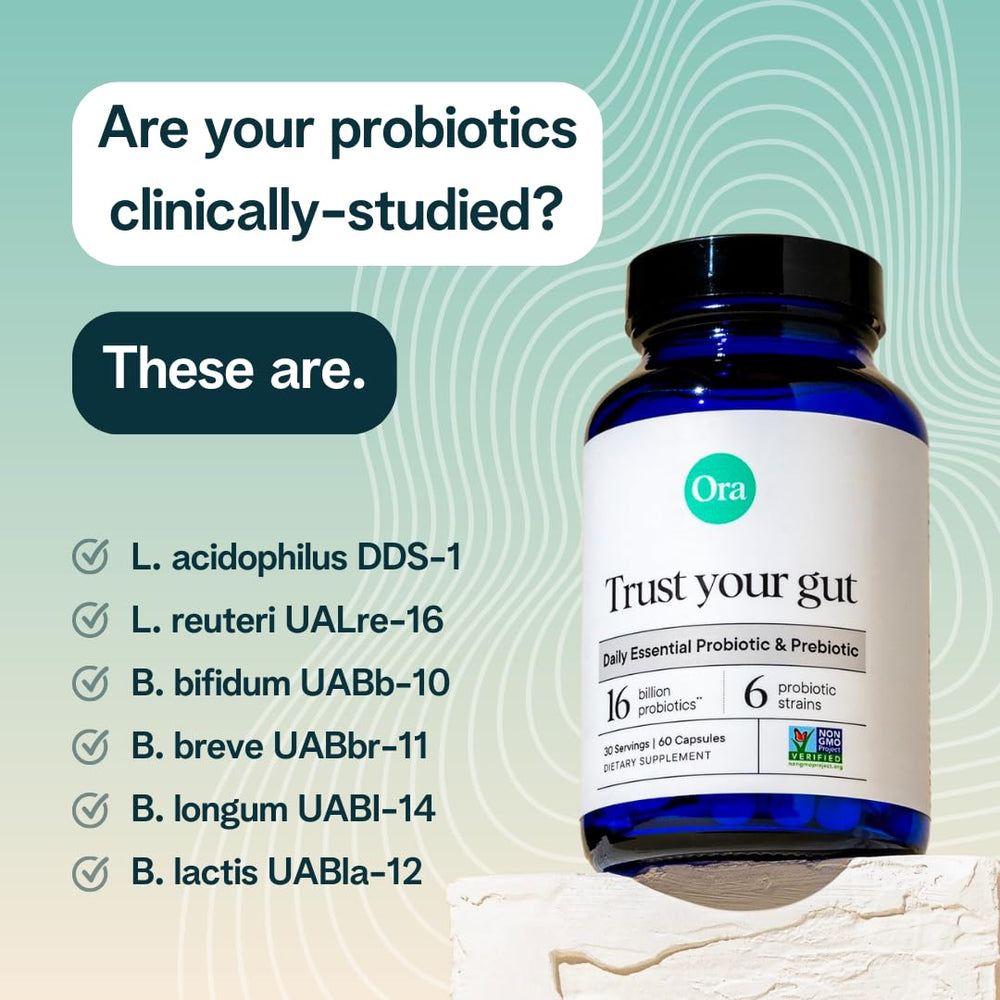 Ora Organic Probiotics prebiotics ingredients artichoke and tapioca source, organic prebiotic fiber.