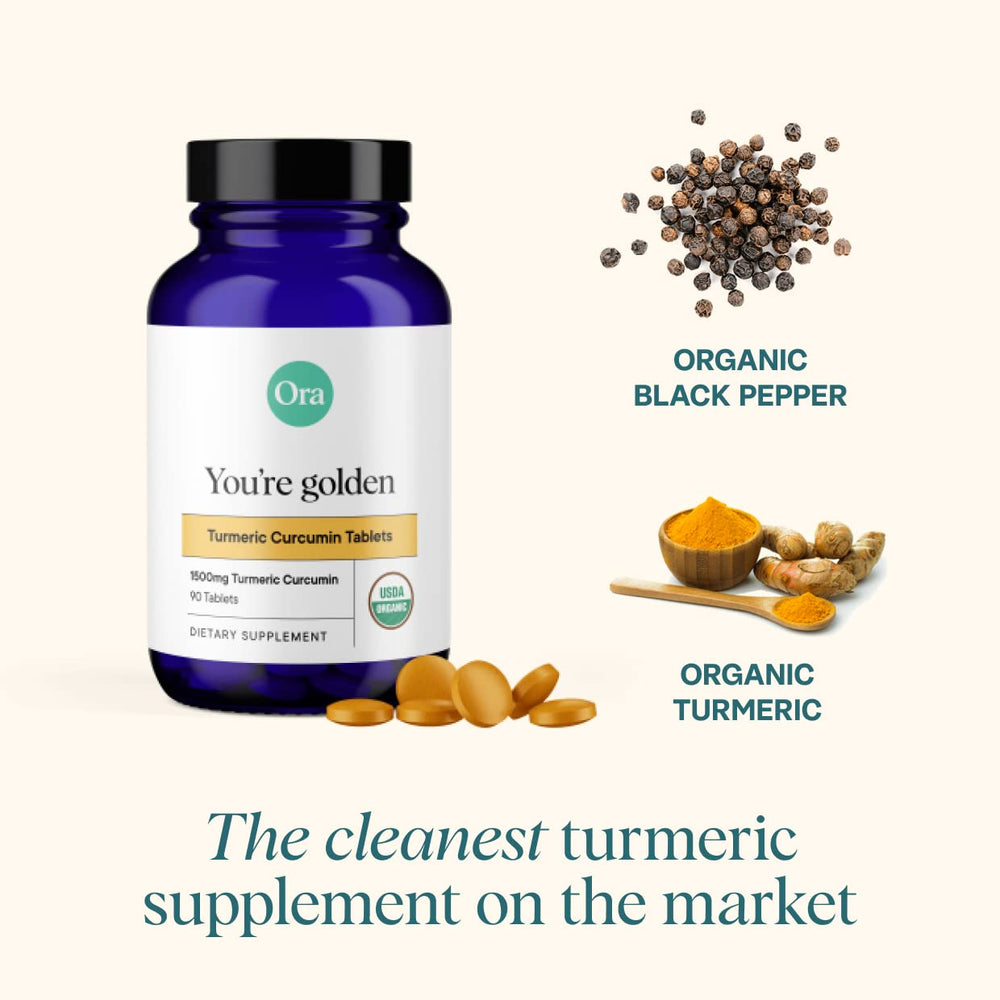 Front view of Ora Organic tablet pack highlighting vegan, organic certification