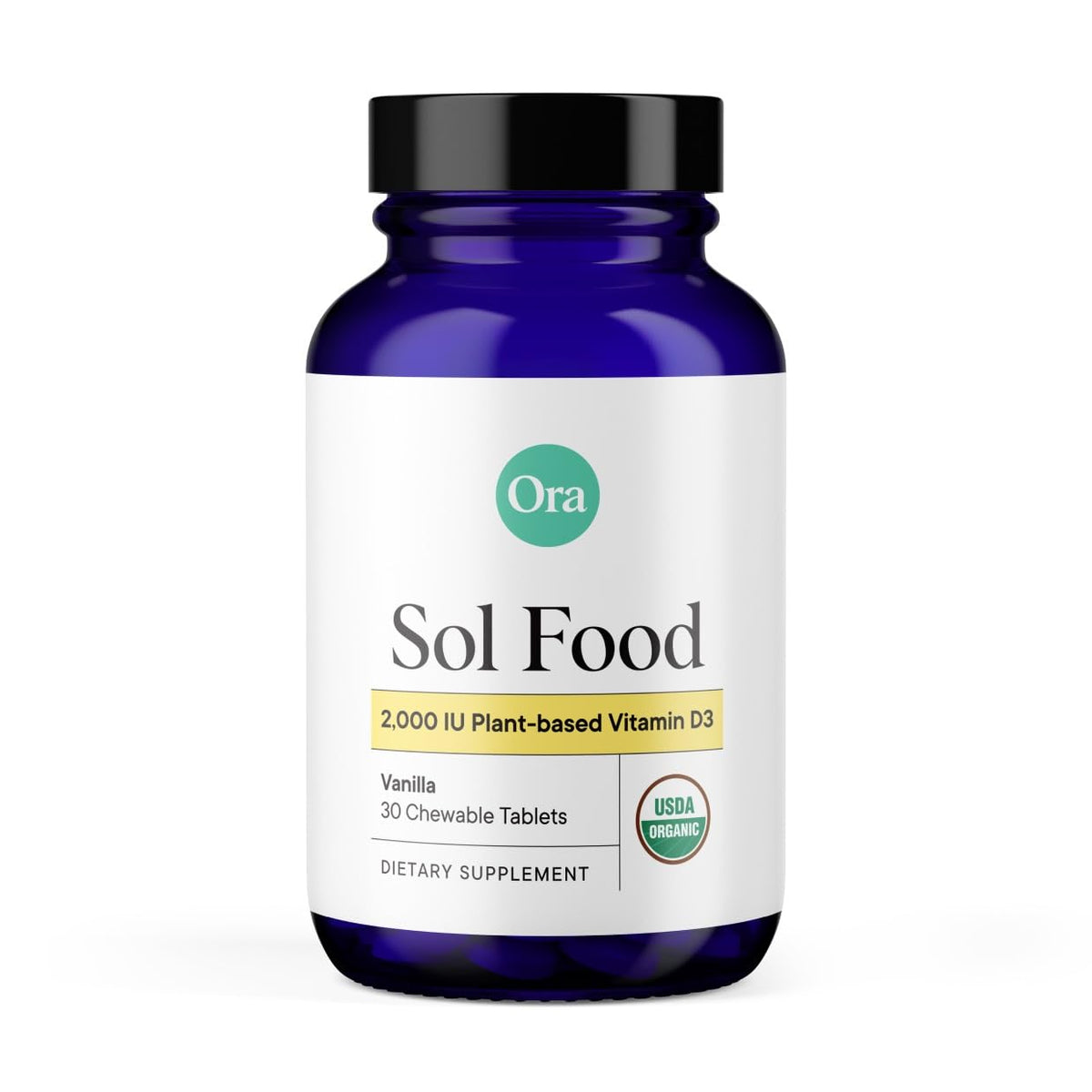 Ora Organic Vitamin D3 vanilla chewables bottle for immune support
