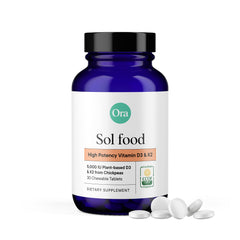 Ora Organic Vitamin D3 + K2 bottle front highlighting vegan D3 for bone support