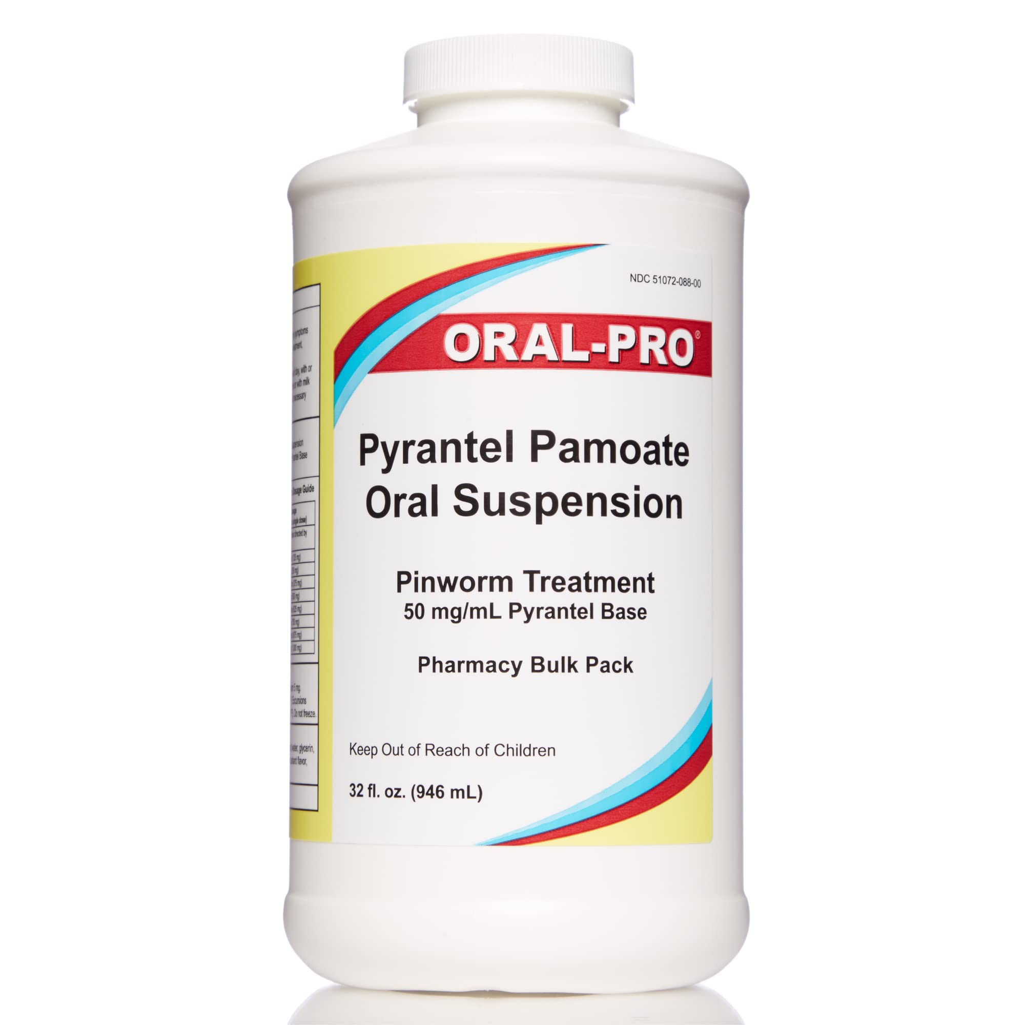 Oral-Pro pyrantel pamoate suspension bottle with easy to measure dosing for home use
