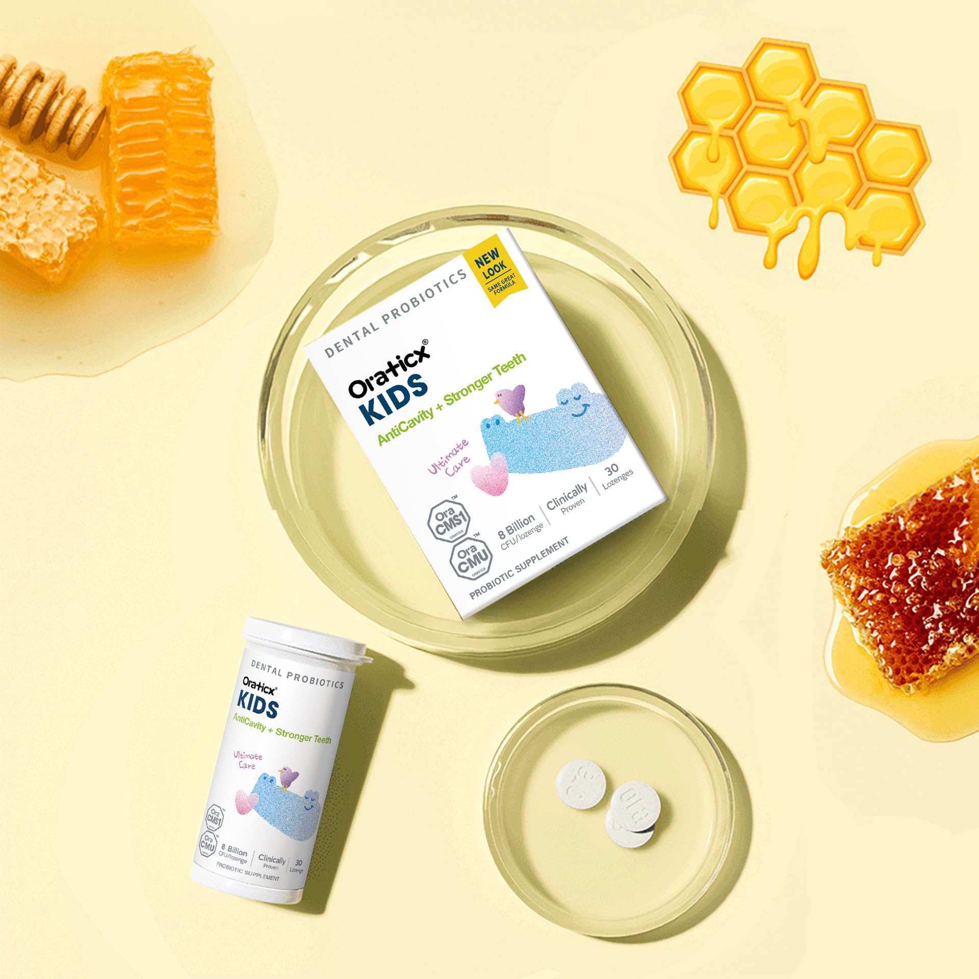 OraTicx Kids Dental Probiotics yogurt flavor makes brushing enjoyable.