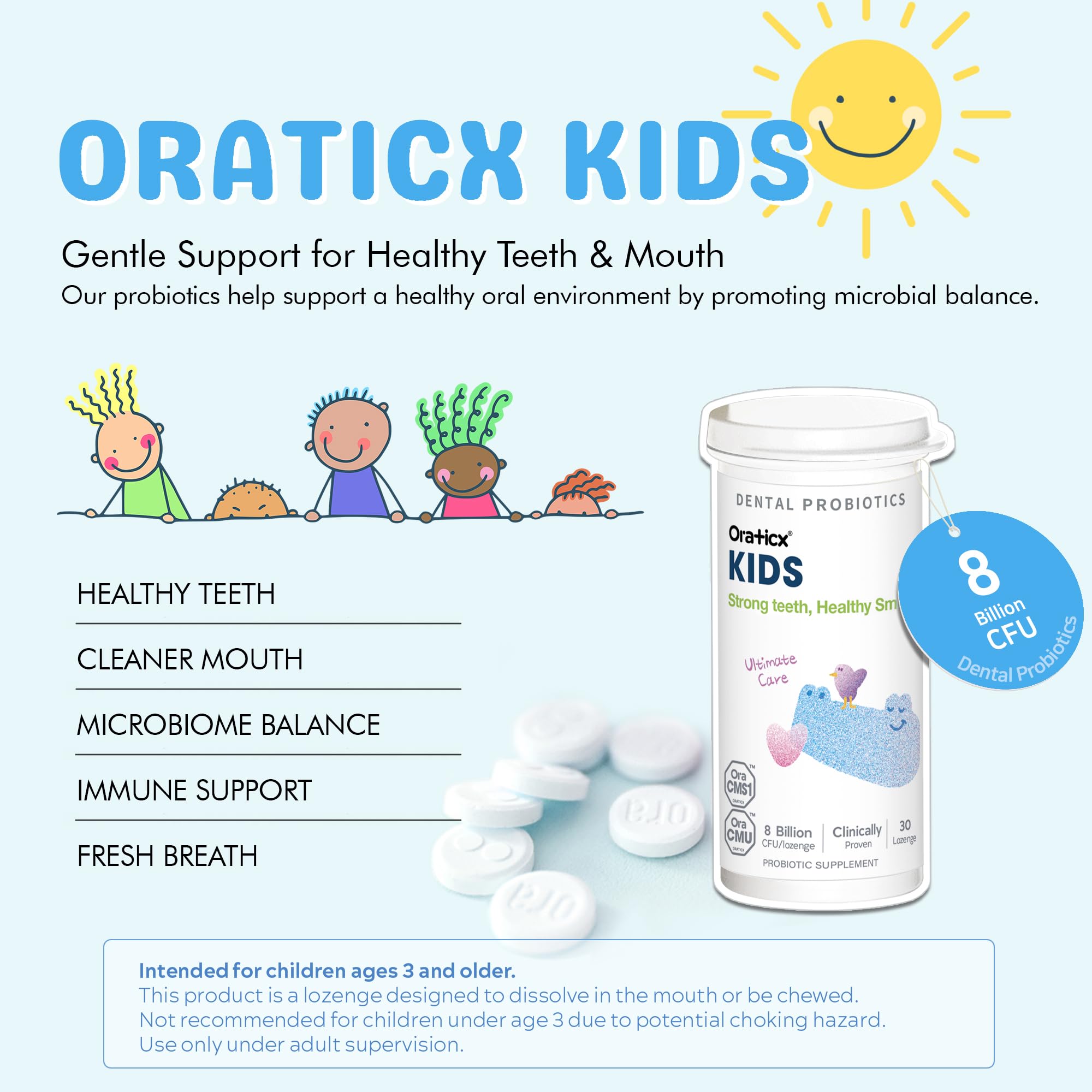 OraTicx Kids Probiotics yogurt-flavor tablet is tasty and kid-friendly