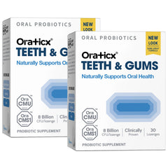 OraTicx teeth gums probiotics grape lozenge pack for daily oral wellness.