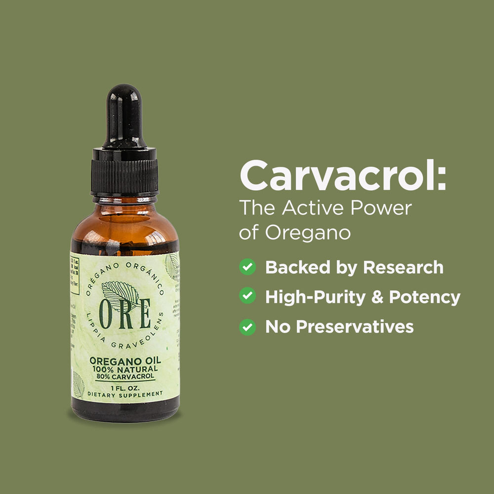 Small-batch non-GMO oregano oil bottle from ORE