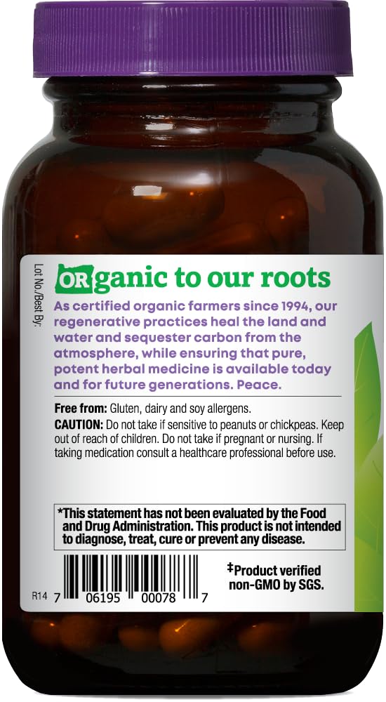 Oregon's Wild Harvest allergen-free vegan capsules packaging for gluten-free note.
