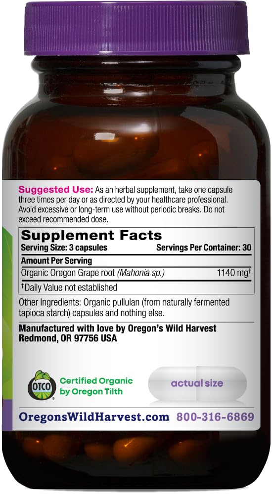 Berberine capsules from Oregon's Wild Harvest ready for daily routine