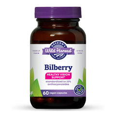 Oregon's Wild Harvest Bilberry capsules bottle front for convenient antioxidant support.