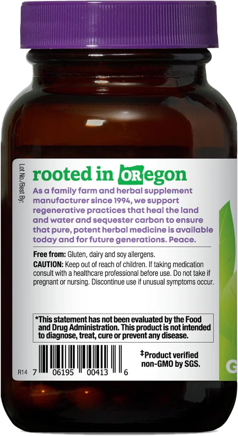 Oregon's Wild Harvest Bilberry bottle pouring capsules for easy daily use.
