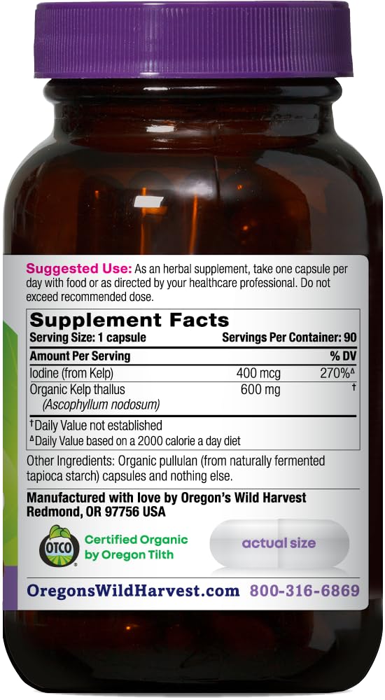 Closeup of Oregon's Wild Harvest Kelp label signaling Non-GMO quality