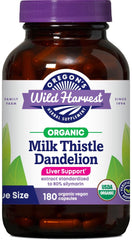 Oregon's Wild Harvest Milk Thistle Dandelion capsules on bottle supporting liver health