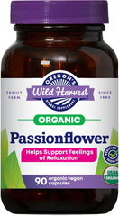 Oregon's Wild Harvest Passion Flower capsules bottle with organic vegan formula label.