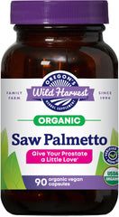 Oregon's Wild Harvest Saw Palmetto Pygeum bottle—vegan capsules for daily herbal support.