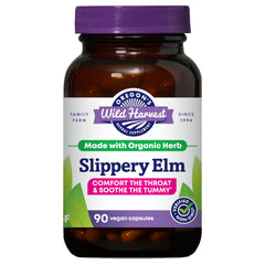 Oregon's Wild Harvest Slippery Elm bottle front showing organic, non-GMO capsules