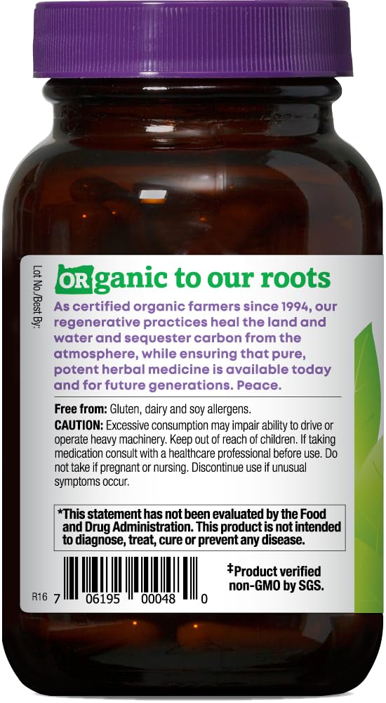 Oregon's Wild Harvest valerian label close-up, emphasizing organic root quality.