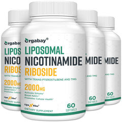 Orgabay liposomal nicotinamide riboside bottle shows enhanced absorption potential for daily energy support