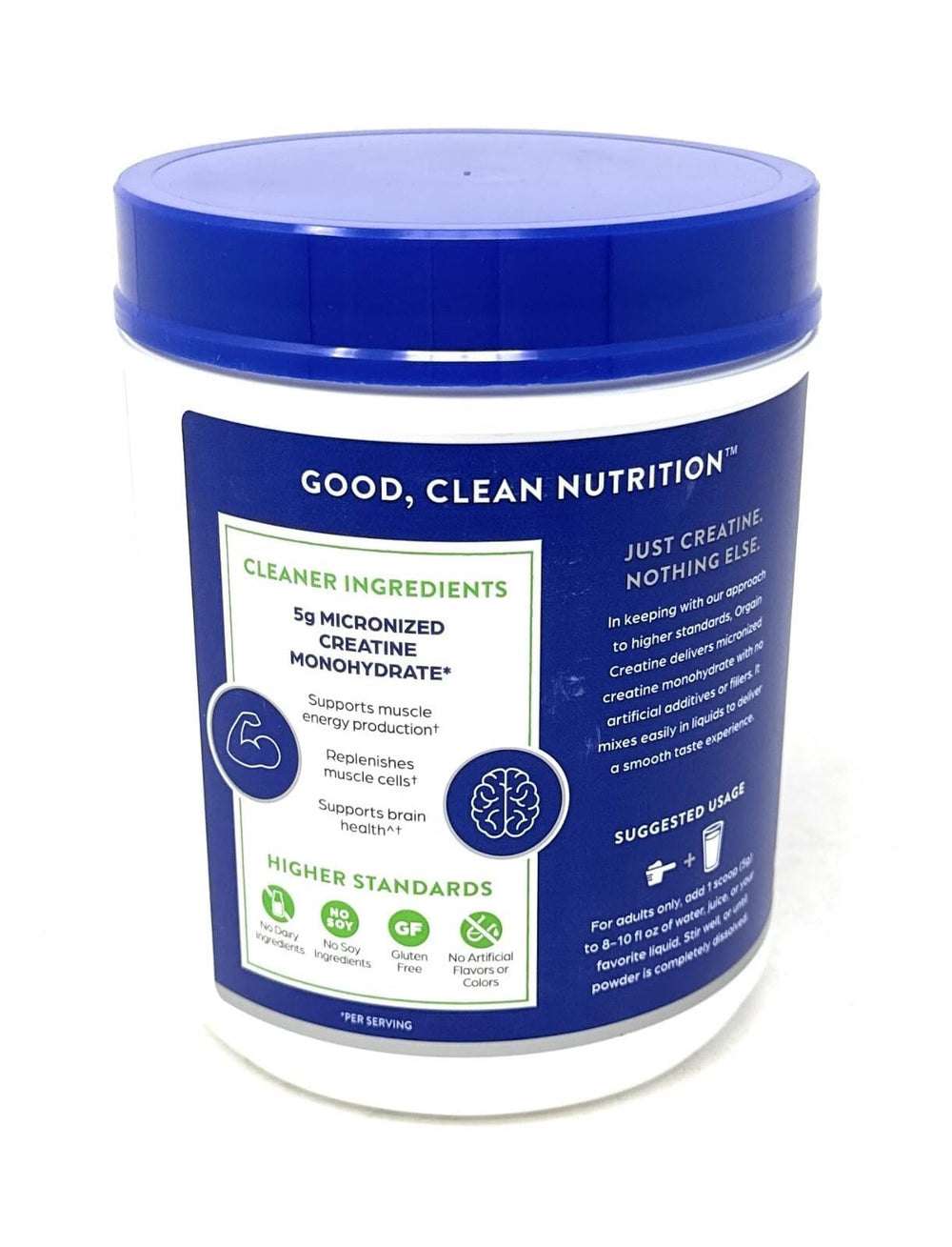 Orgain creatine scoop showing precise 5g dosing for workouts.